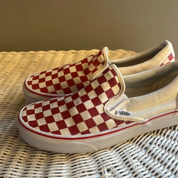 Vans Shoes - Red Checkered Vans Slip on Sneakers Unisex Mens Size 8 US or Womens Size 9.US